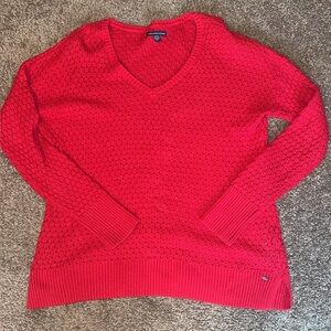 Women's American Eagle Red V-Neck Sweater